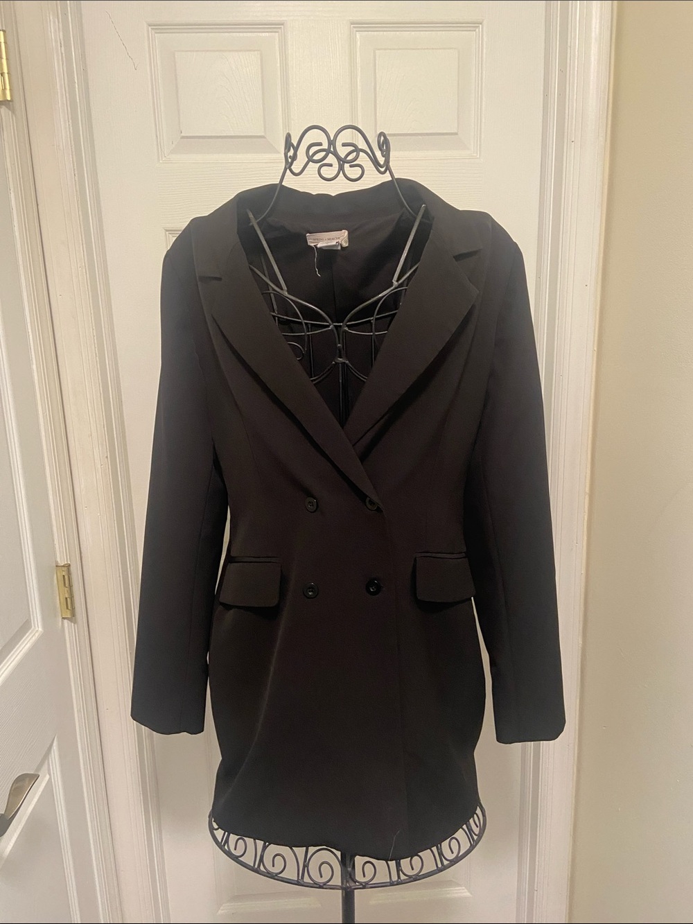 Classic Black Double-Breasted Women's Blazer Jacket